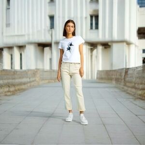 Women's Jeans Beige Cotton Sonoma Jeans Mid Rise Ankle Jeans